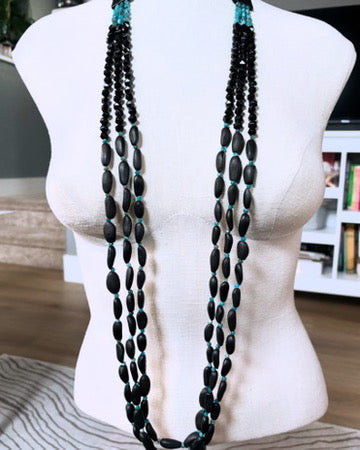 Pinenut and Adventurine Triple Strand Necklace