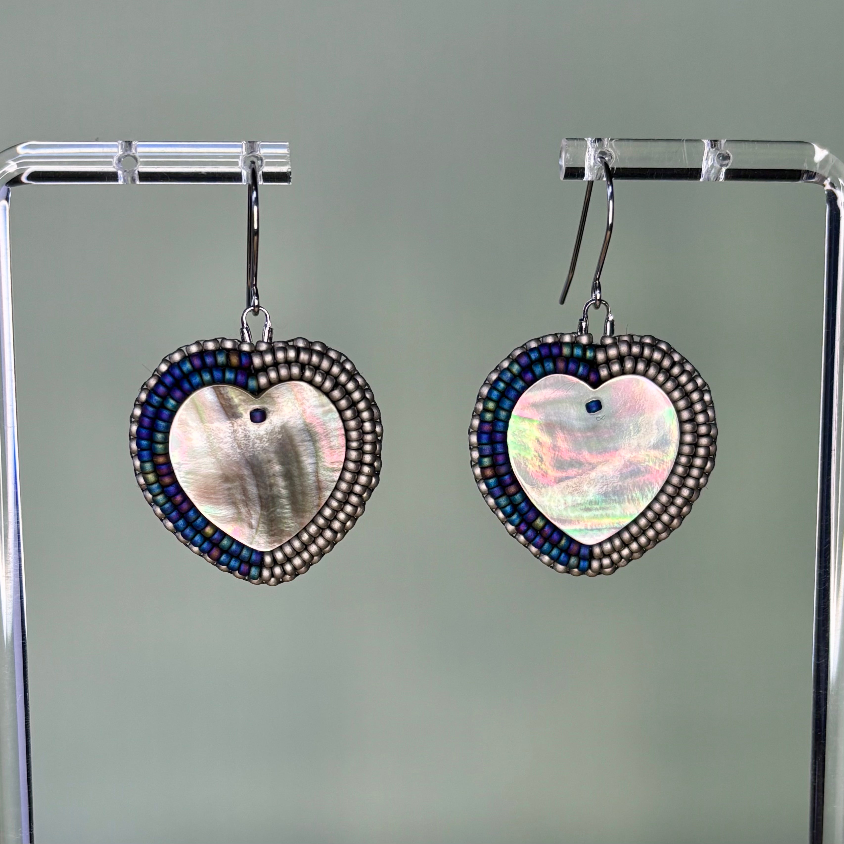 Beaded Abalone Hearts