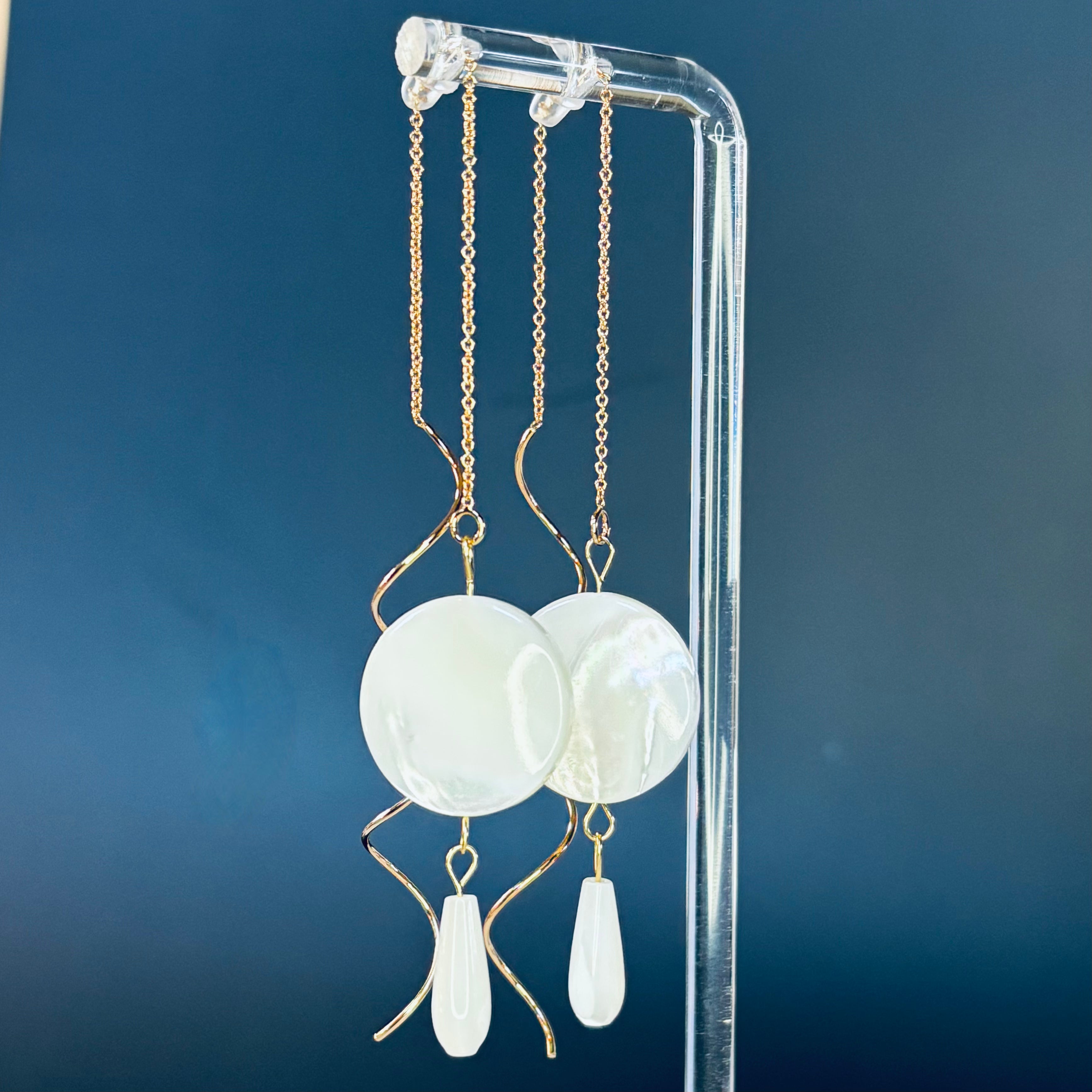 White Mother of Pearl Large Drops