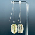 Abalone Nugget Silver Drops featuring large natural abalone stones on delicate silver ear chains, lightweight and bold design
