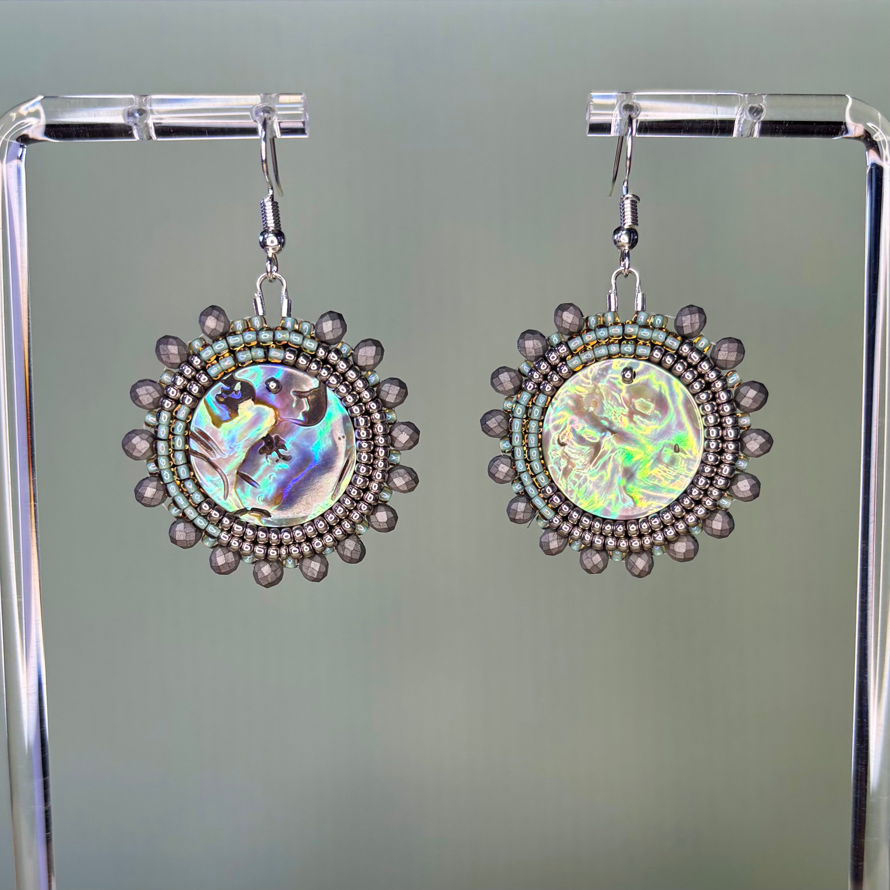 Seafoam Abalone Rounds with Silver
