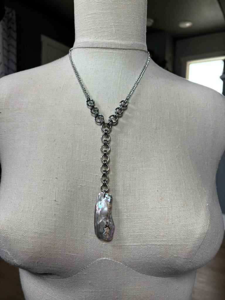 Steel and Abalone Necklace 6