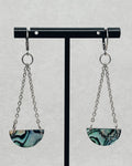 Abalone Half Circle Silver Chain Dangles