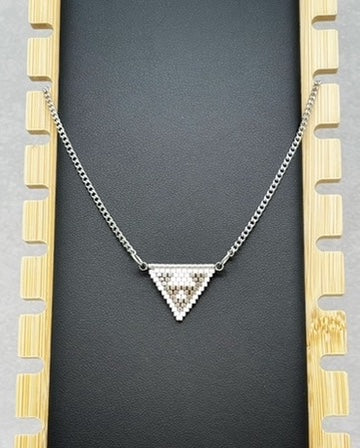 Silver and White Crab Beaded Necklace