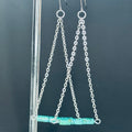Turquoise Cylinder Silver Chain Drops with delicate silver chains and three vibrant turquoise cylinder beads, 3 1/2 inch length