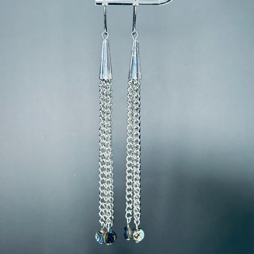 Silver Chain Cone Dangles with Abalone