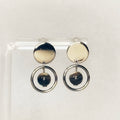 Abalone Sphere Silver Circle Studs featuring hammered silver discs with dangling rings and luminous abalone spheres gallery 1