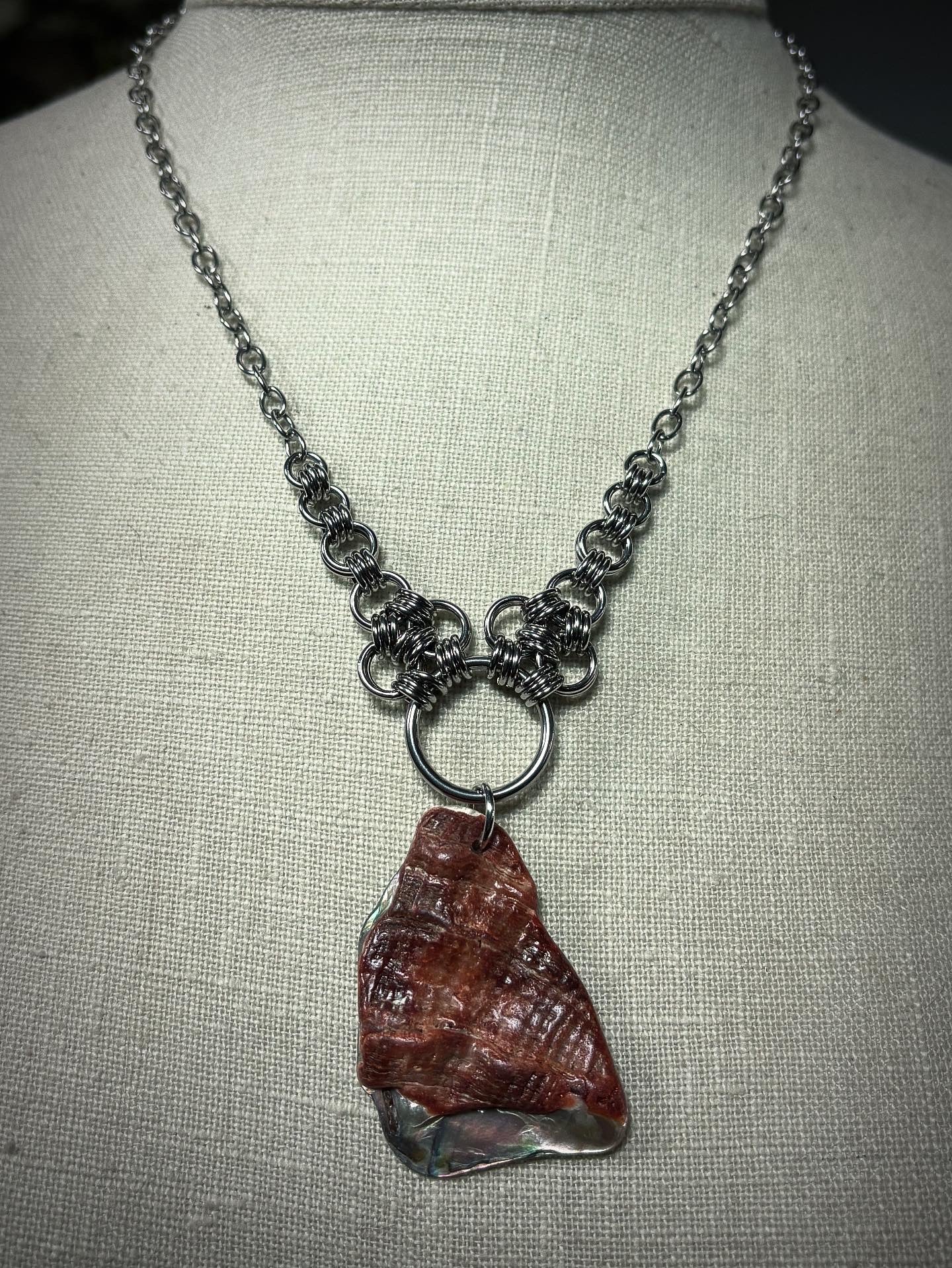 Steel and Abalone Necklace 1