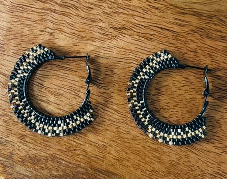 Black and Gold Hoops