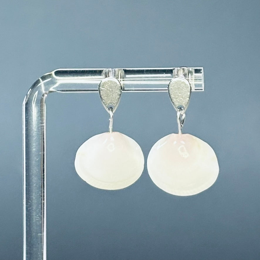 Clamshell Silver Teardrop Studs