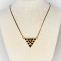 Black and Gold Goose Beaded Necklace featuring a geometric triangle pendant with matte black and gold basket pattern gallery position 1