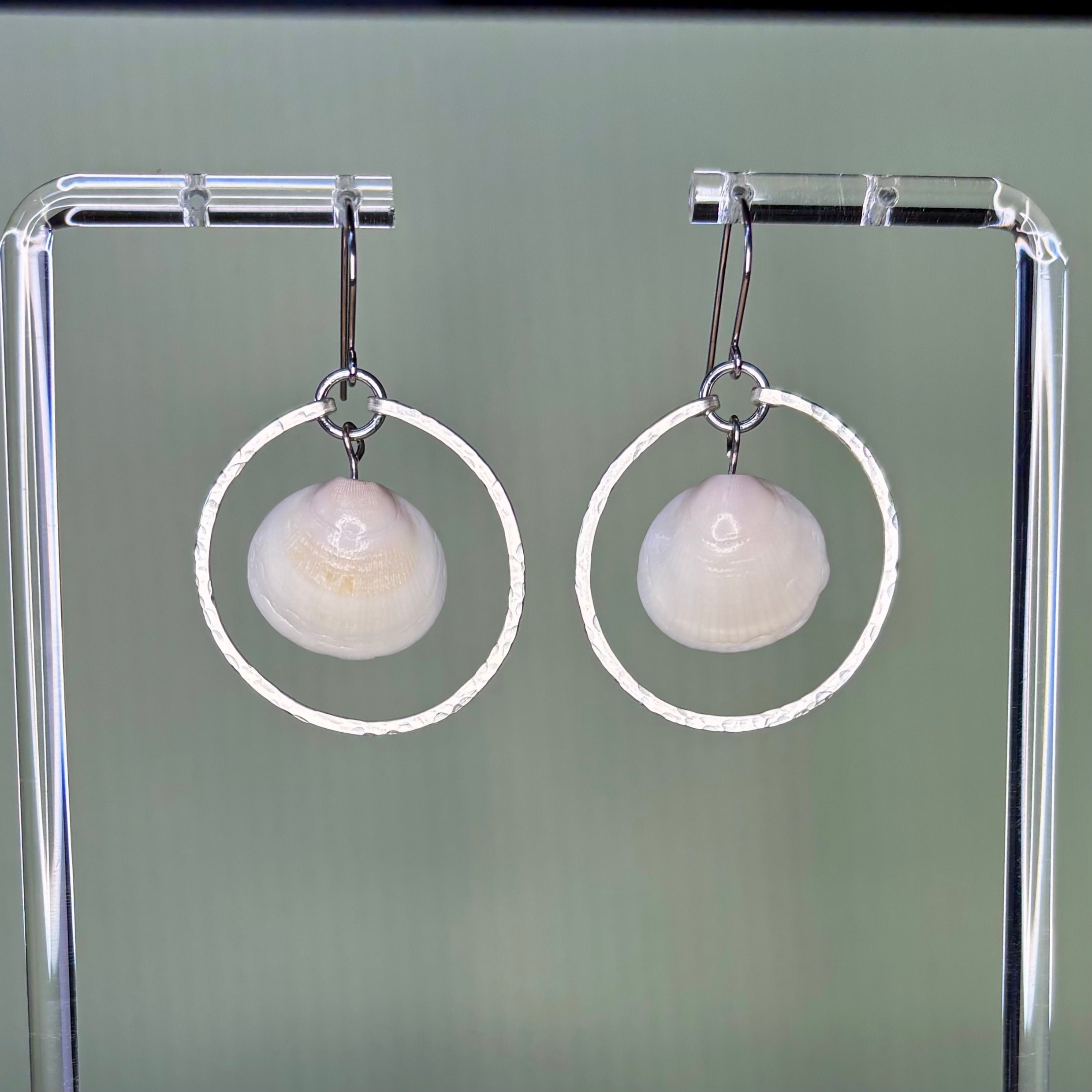 Hammered Silver Rounds with Clamshells