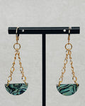 Abalone Half Circle Gold Chain Dangles