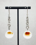 Silver Shaggy Dangles with Clamshells featuring linked silver rings and natural white shells in handmade indigenous style