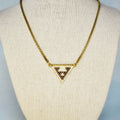Cream and Bronze Crab Beaded Necklace with geometric triangle pendant featuring a basket-inspired design gallery position 1