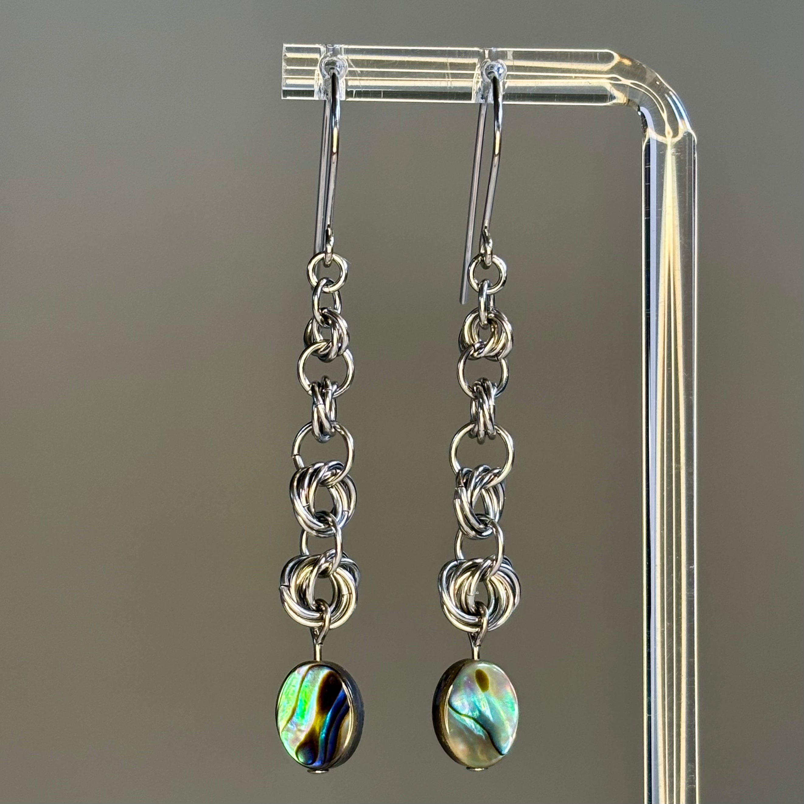 Silver Tiered Swirls with Abalone Ovals