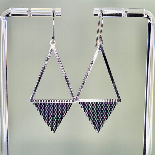 Abalone Sheen Silver Triangles