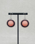 Pink and Purple Beaded Dangles with circular pink centers and layered dark beadwork