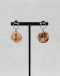 Red Abalone Open Silver Circle Studs with round red abalone drops