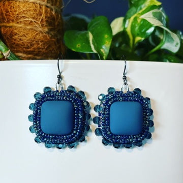 Matte Blue Square Dangles