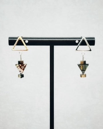 Abalone Silver Triangle Studs