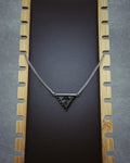 Rainbow and Matte Black Crab Beaded Necklace with triangular beaded pendant and silver chain