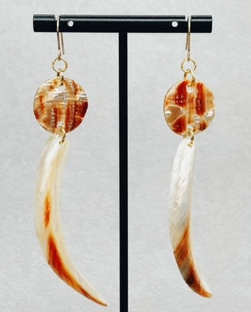 Red Abalone Coin and Lip Dangles