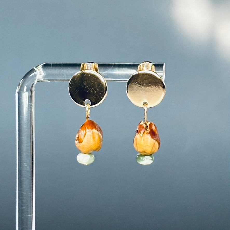 Cedar Berry and Moss Agate Gold Circle Studs