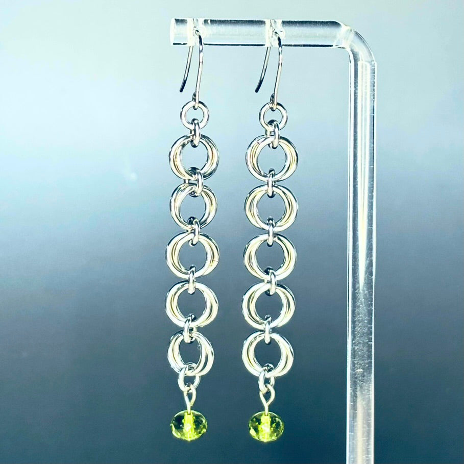 Olivine and Steel Swirl Dangles