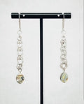 Silver Shaggy Dangles with Abalone featuring linked silver rings and unique iridescent abalone shell drops handcrafted style