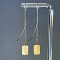 Tiny Mother of Pearl Drops featuring delicate gold chain with rectangular shell focal for elegant handmade indigenous jewelry