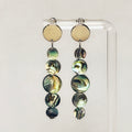 Abalone Graduated Abalone Coin Silver Circle Studs with shimmering multicolor abalone shells in a graduated silver circle design