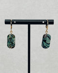 Abalone Oval Gold Huggie Dangles
