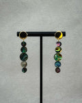 Abalone Graduated Abalone Coin Gold Circle Studs with five iridescent abalone discs descending from polished gold-tone round bases