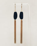 Pinenut and Gold Chain Dangles featuring blackened pinenut drops with elegant gold-plated chain tassels gallery position 1