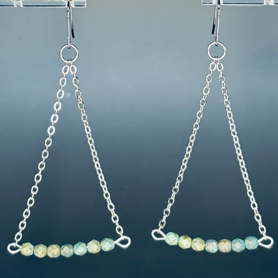 Teal Stone Silver Chain Drops