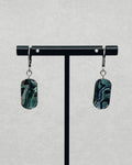 Abalone Oval Silver Huggie Dangles