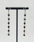 Long Abalone Sphere Huggie Dangles with cascading dark abalone spheres
