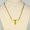 Cream and Honey Sturgeon Beaded Necklace featuring a geometric triangle pendant with basket-inspired pattern gallery position 1