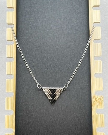 Silver and Black Sturgeon Beaded Necklace