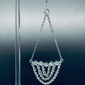 Steel Silver Chain Drops featuring layered chainmail loops and five polished silver beads in a 3 3/4 inch drop length