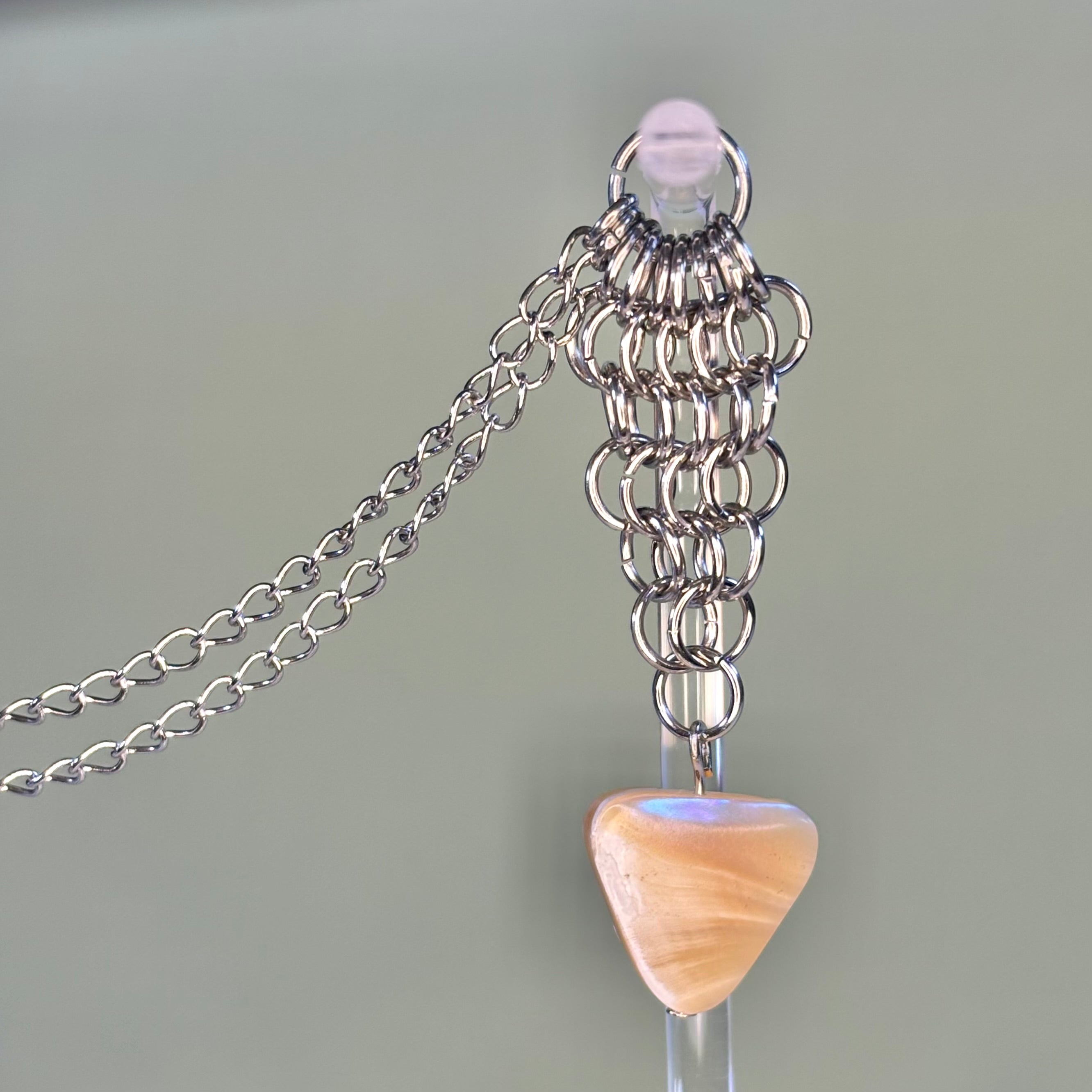 Chainmail Necklace with Shell Triangle