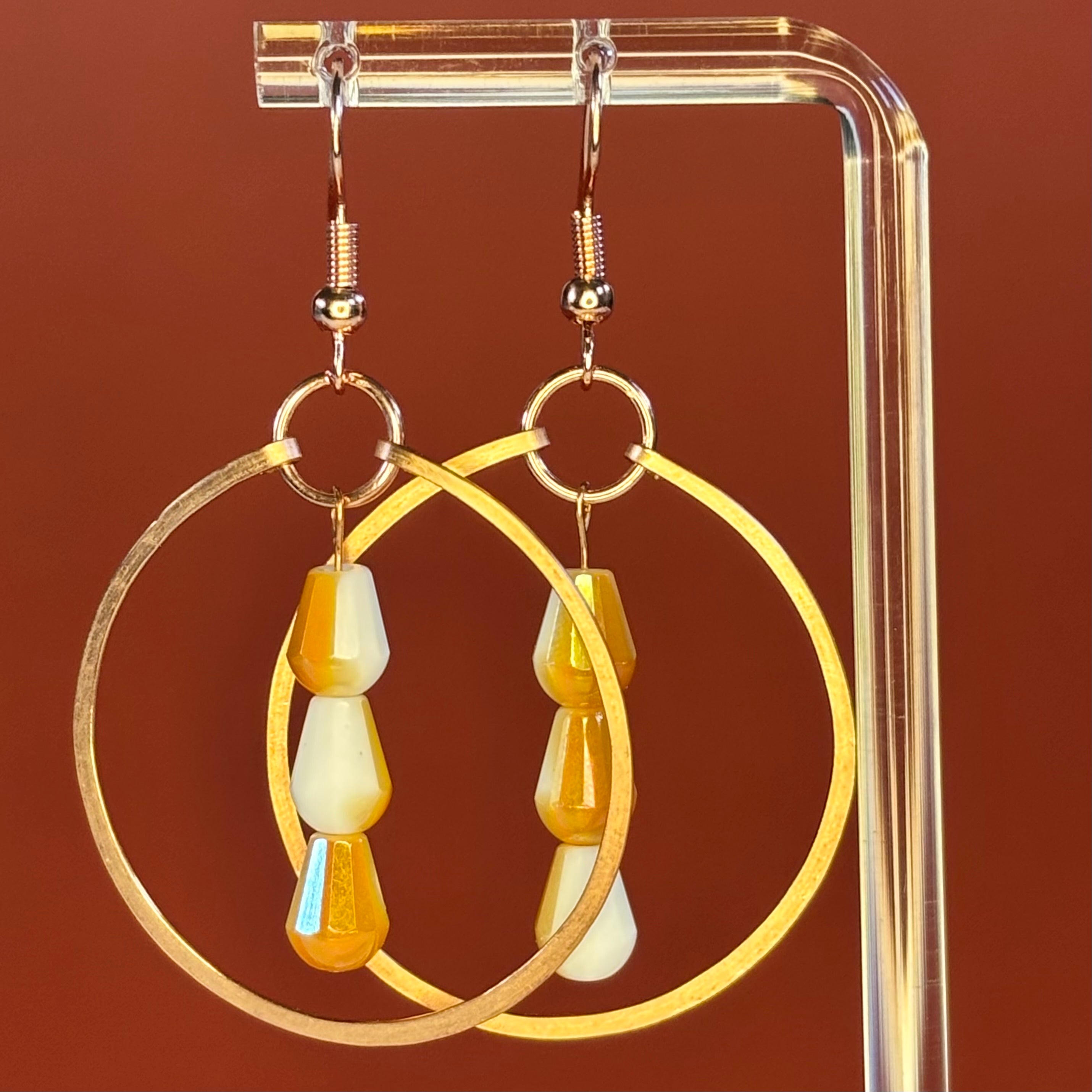 Hammered Copper Rounds with Glass Beads