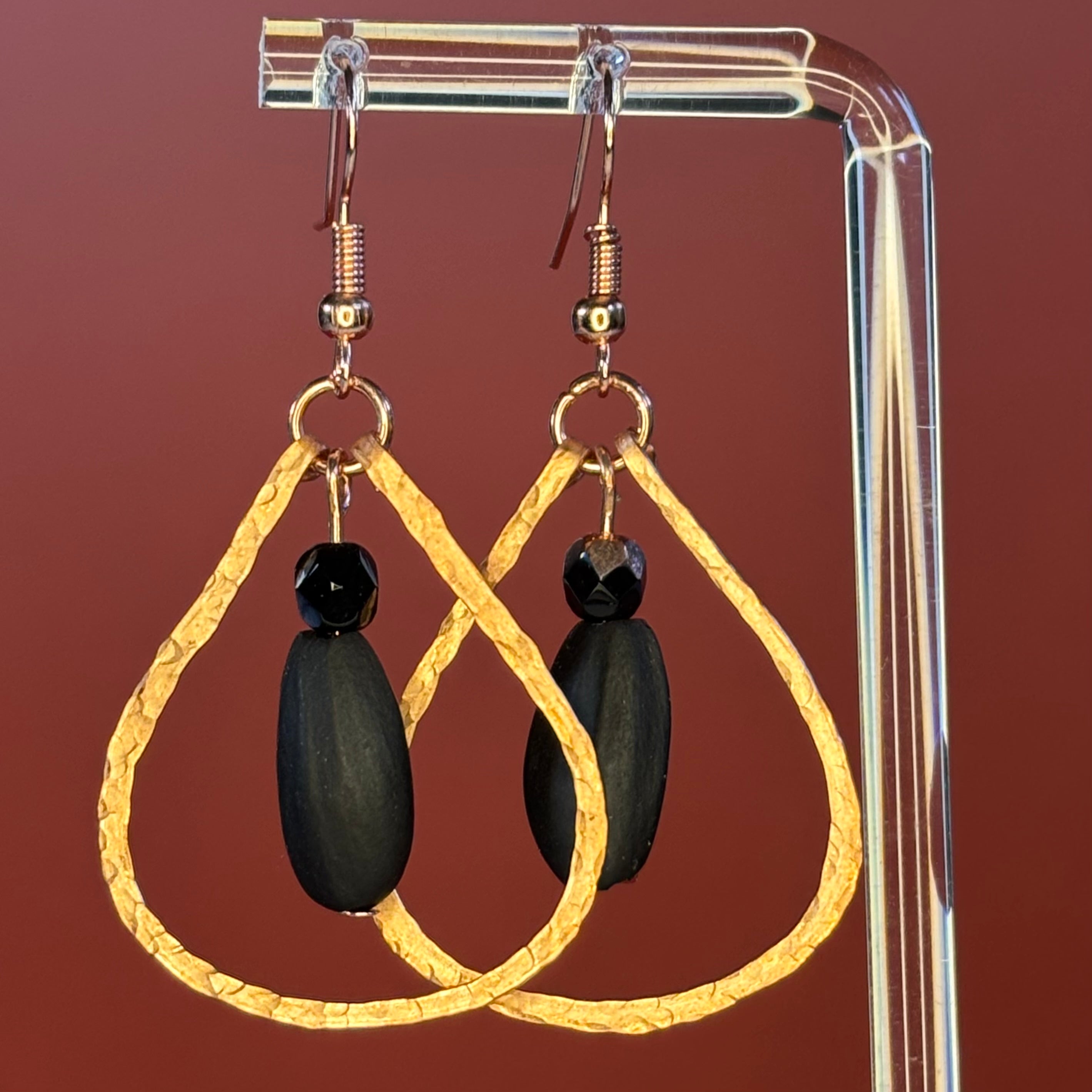 Hammered Copper Teardrops with Pinenuts