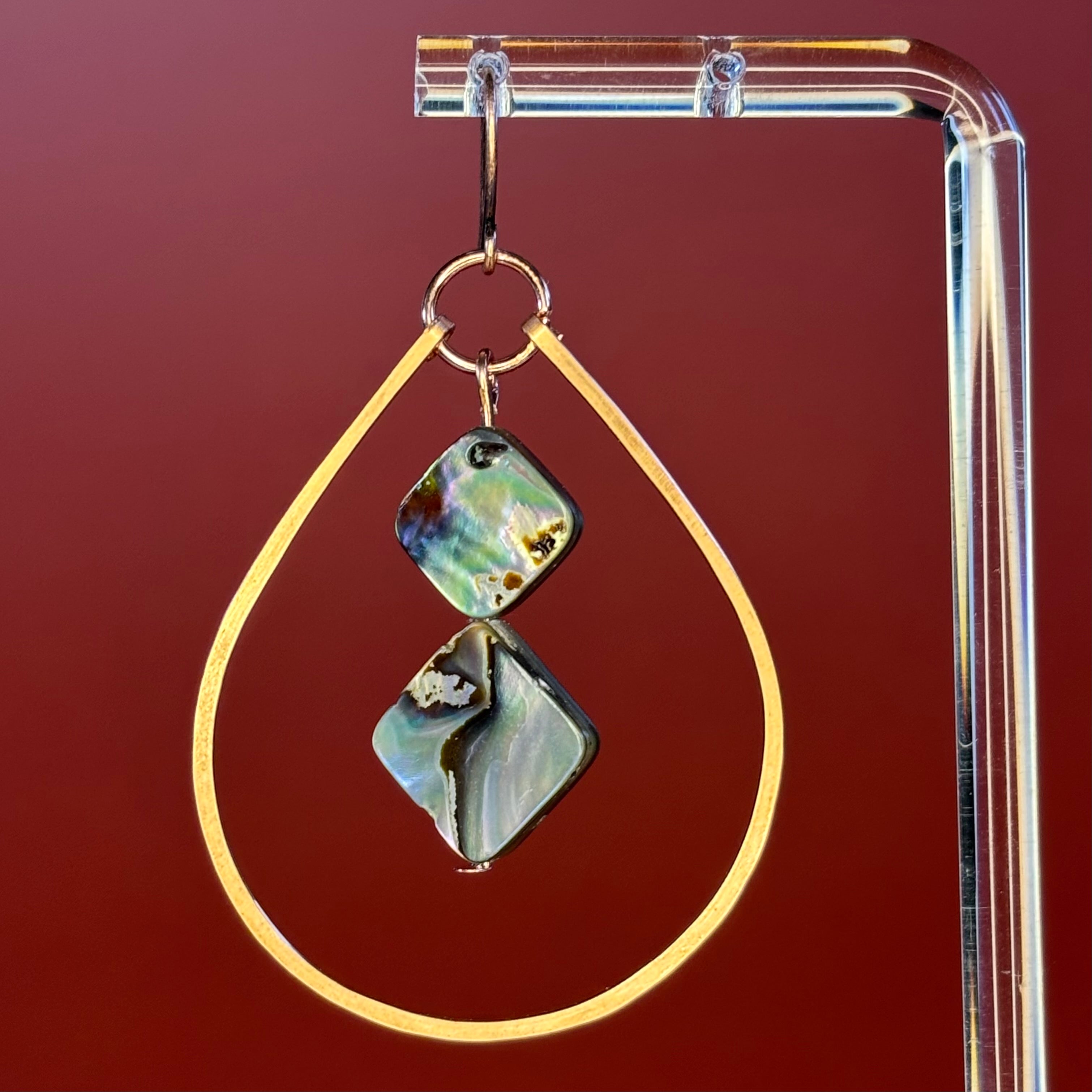 Hammered Copper Teardrops with Abalone