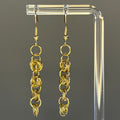 Gold Tiered Swirl Dangles with four layers of intricate chainmail in nugold brass, 2 1/8-inch delicate design