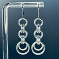Silver Double Drop Dangles featuring delicate chainmail double hoops with stainless steel hooks, lightweight and 2 inches long