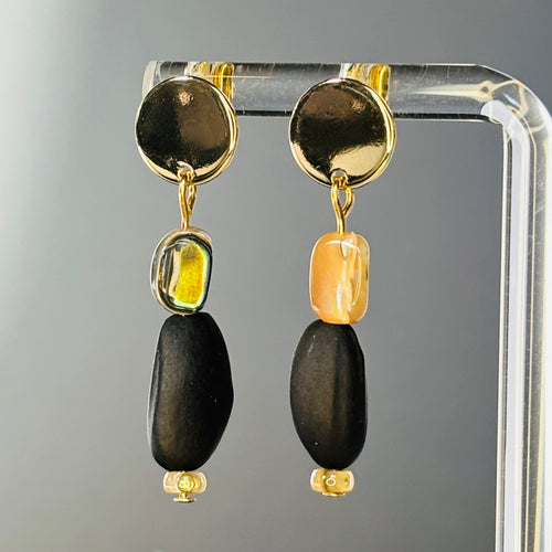 Abalone and Pinenut Gold Circle Studs