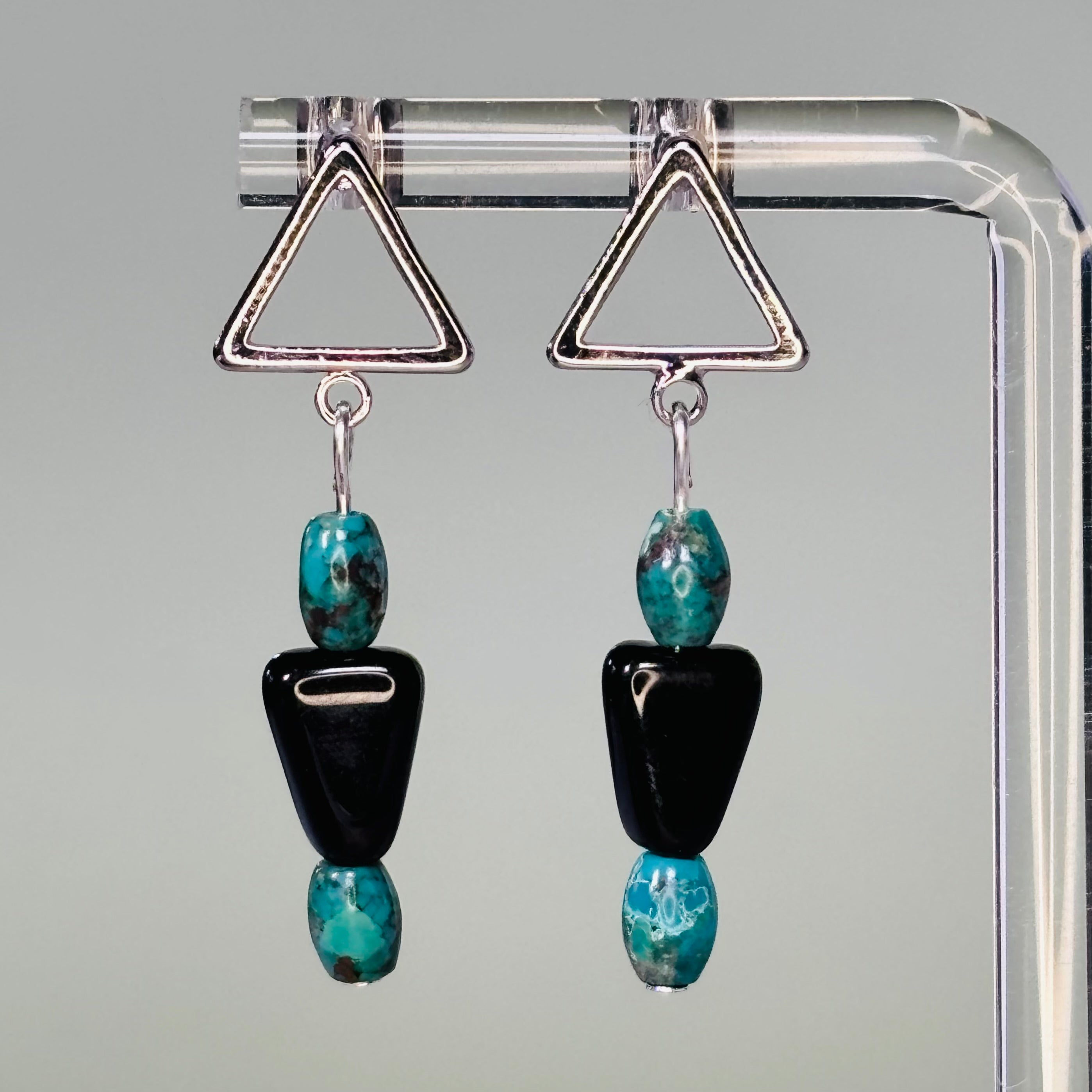 Triangle and Turquoise Silver Triangle Studs