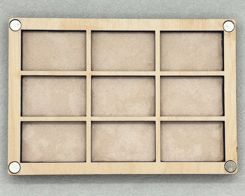 Bigger Bead Board with wooden frame and nine compartments for organizing beads and jewelry supplies.